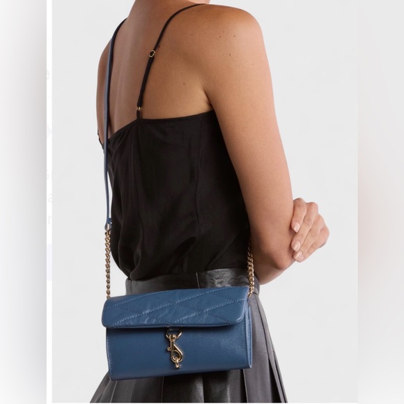 Rebecca Minkoff Edie Wallet on Chain Crossbody Blue Slate NWT - Picture 2 of 13